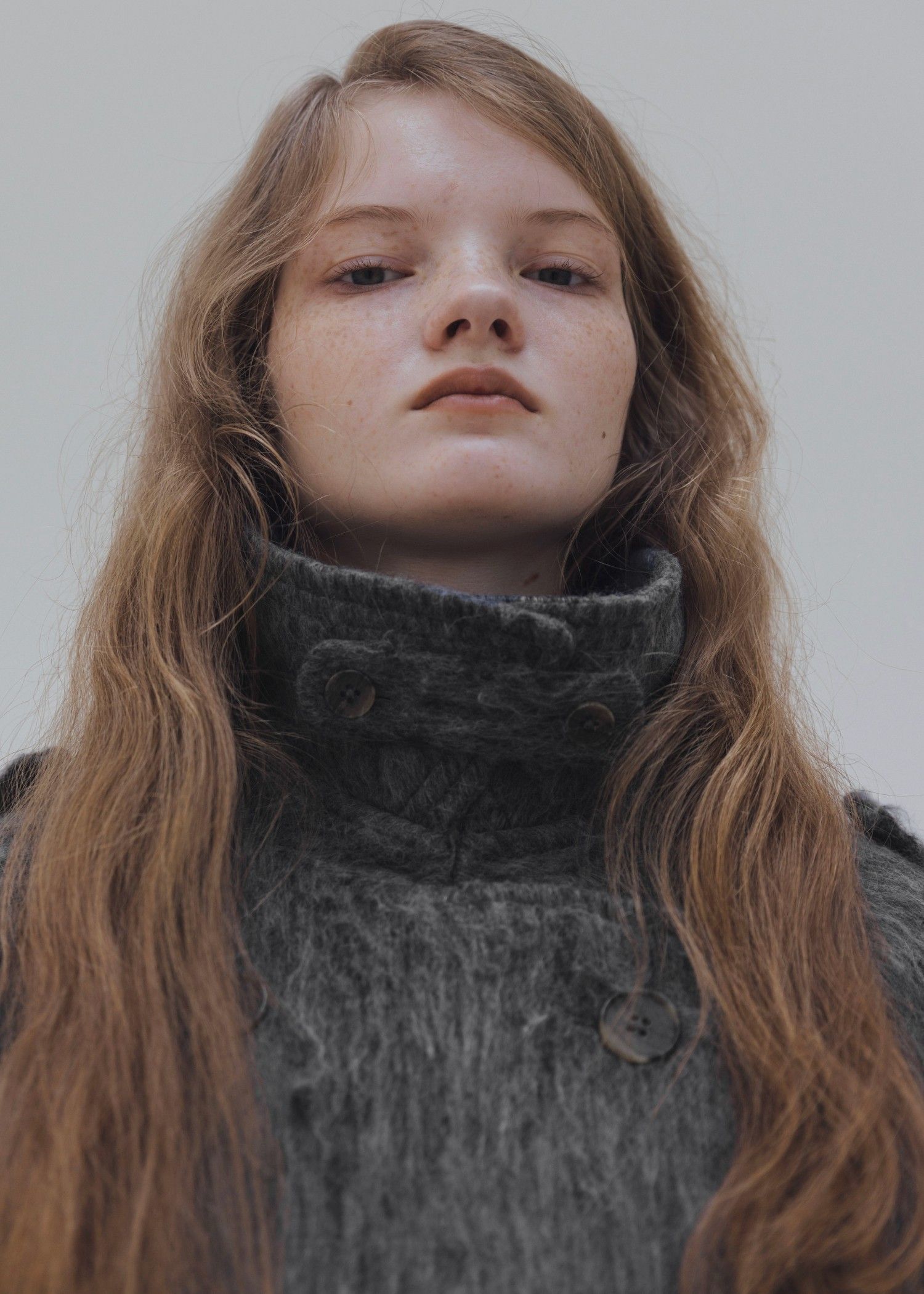 shaggy volume sleeve trench long coat / シャギー トレンチコート (チャコール) / 25AW /