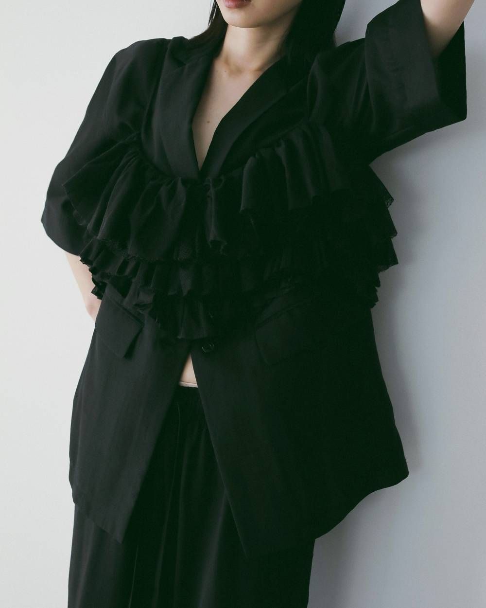 メッシュフリルキャミソール (ブラック) Mesh Frill Camisole (Black) / 26SS