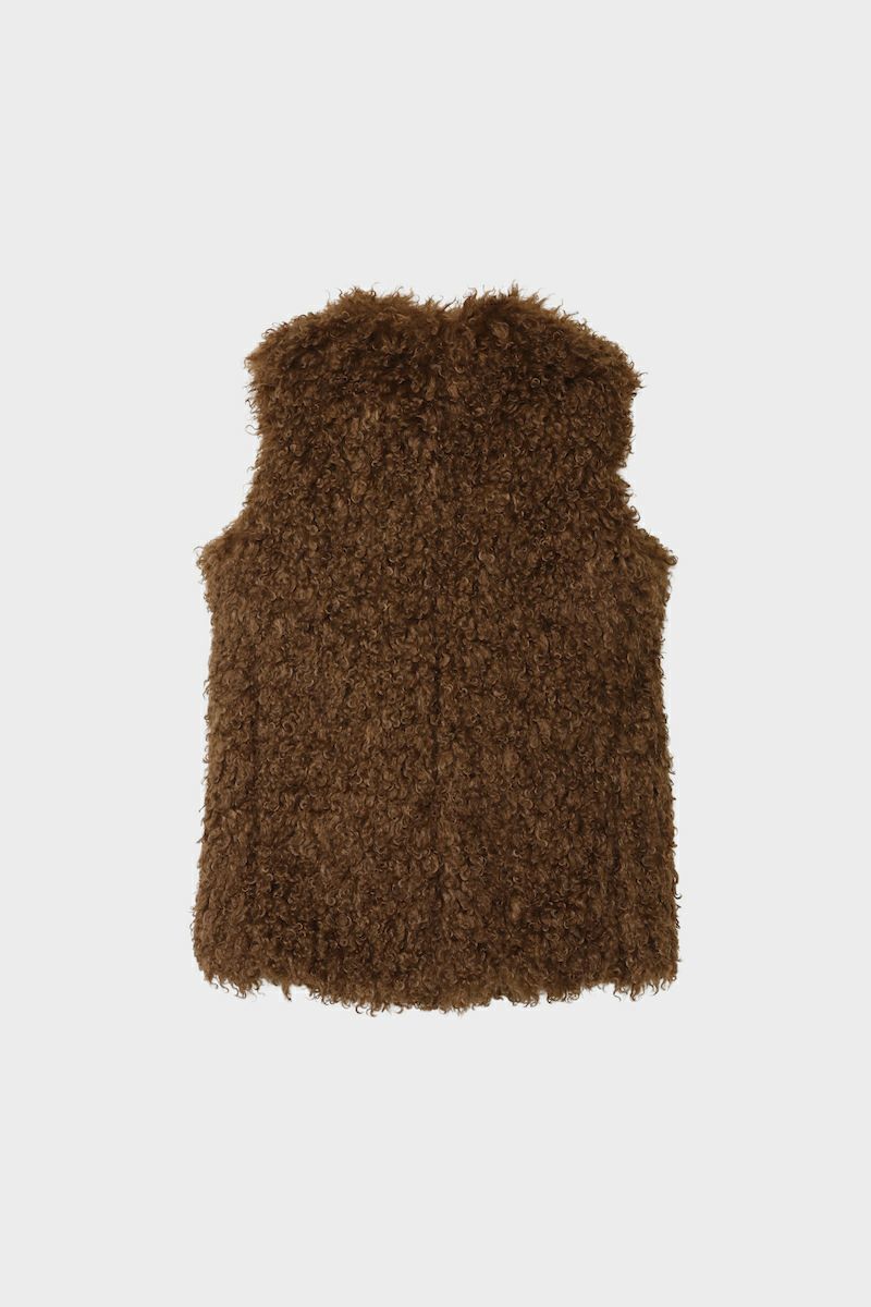 【25AW】CRINPED BOA VEST / クリンプドボアベスト (ブラウン)