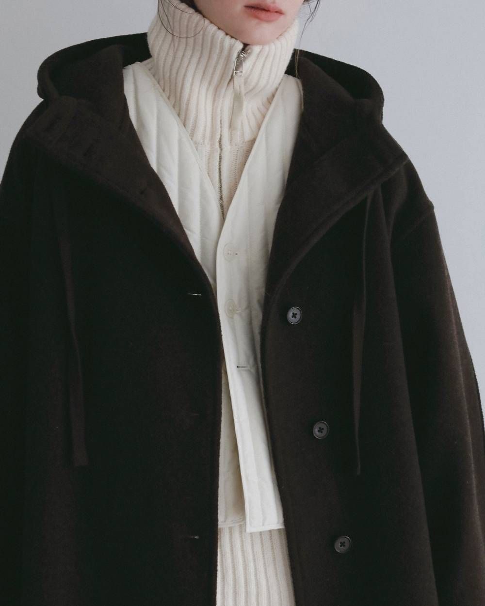 ウールフーディコート (ブラウン) Wool Hoodie Coat (Brown) / 26AW 【6月29日まで期間限定予約】