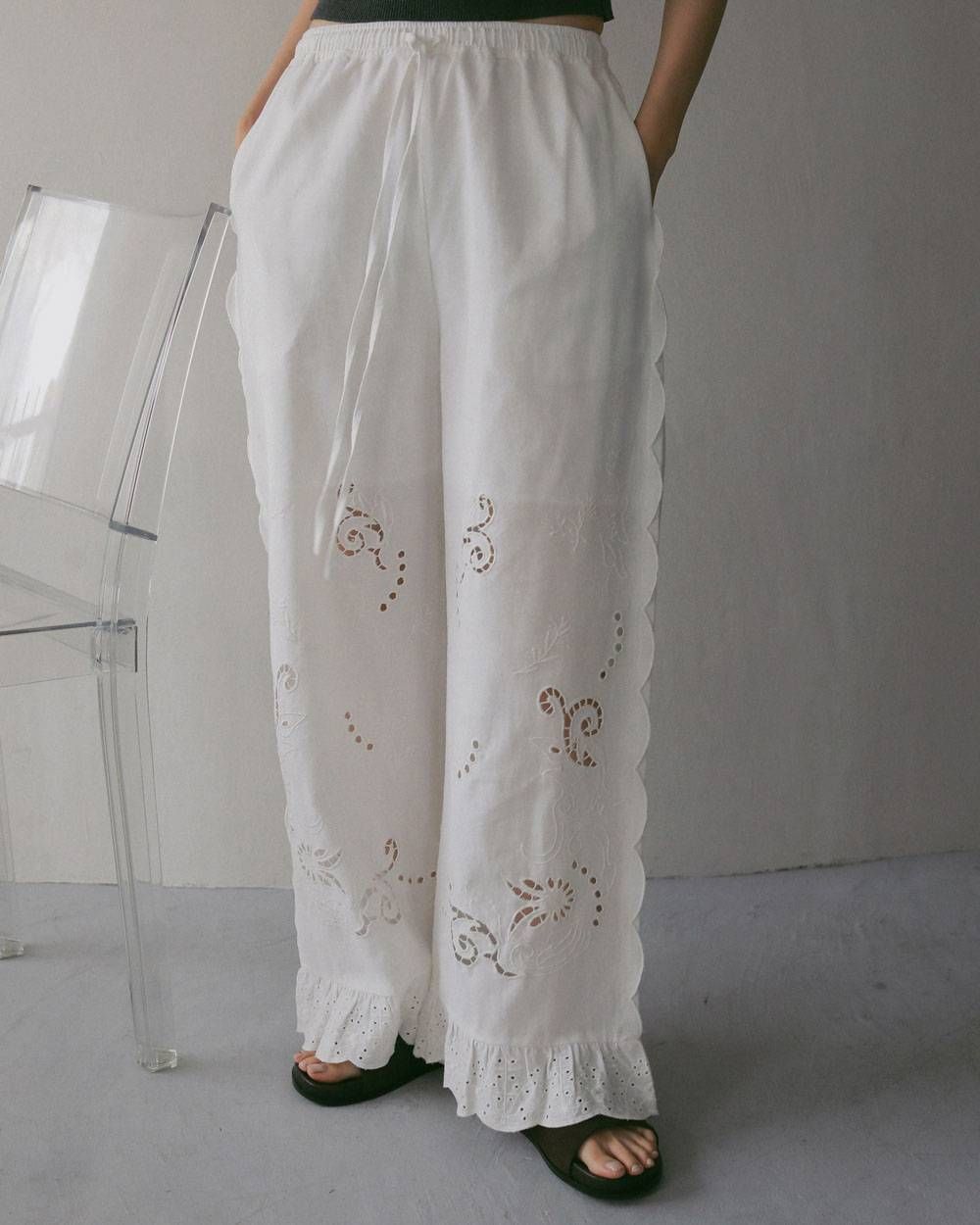 カットワーク レースパンツ (ホワイト) Cutwork Lace Pants (White) / 27SS