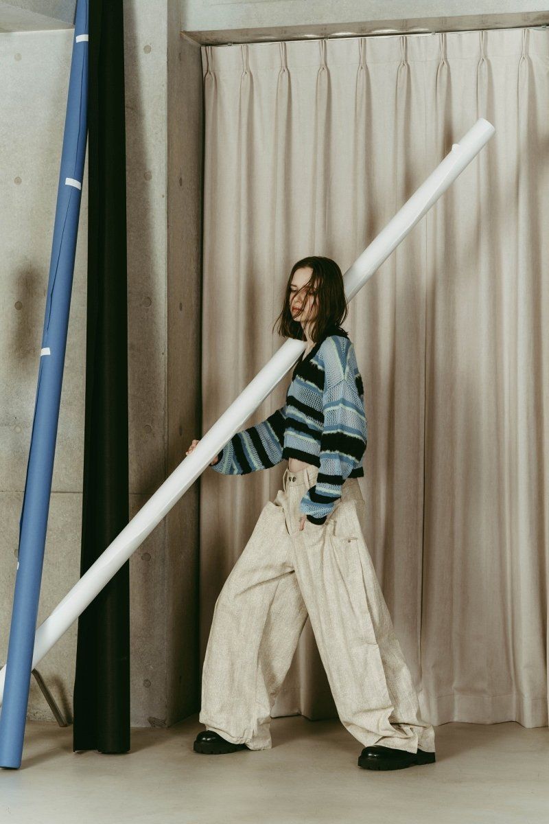 double-faced border knit / ダブルフェイス ボーダーニット (Blue) / 26SS