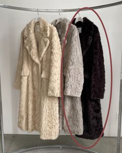 【先行予約】【26TH-12】ラビット調ファーロングコート (ブラウン) Rabbit Like Fur Long Coat (Brown) /  エコファー  /  フェイクファー 【受注期間6/14 23:59まで】