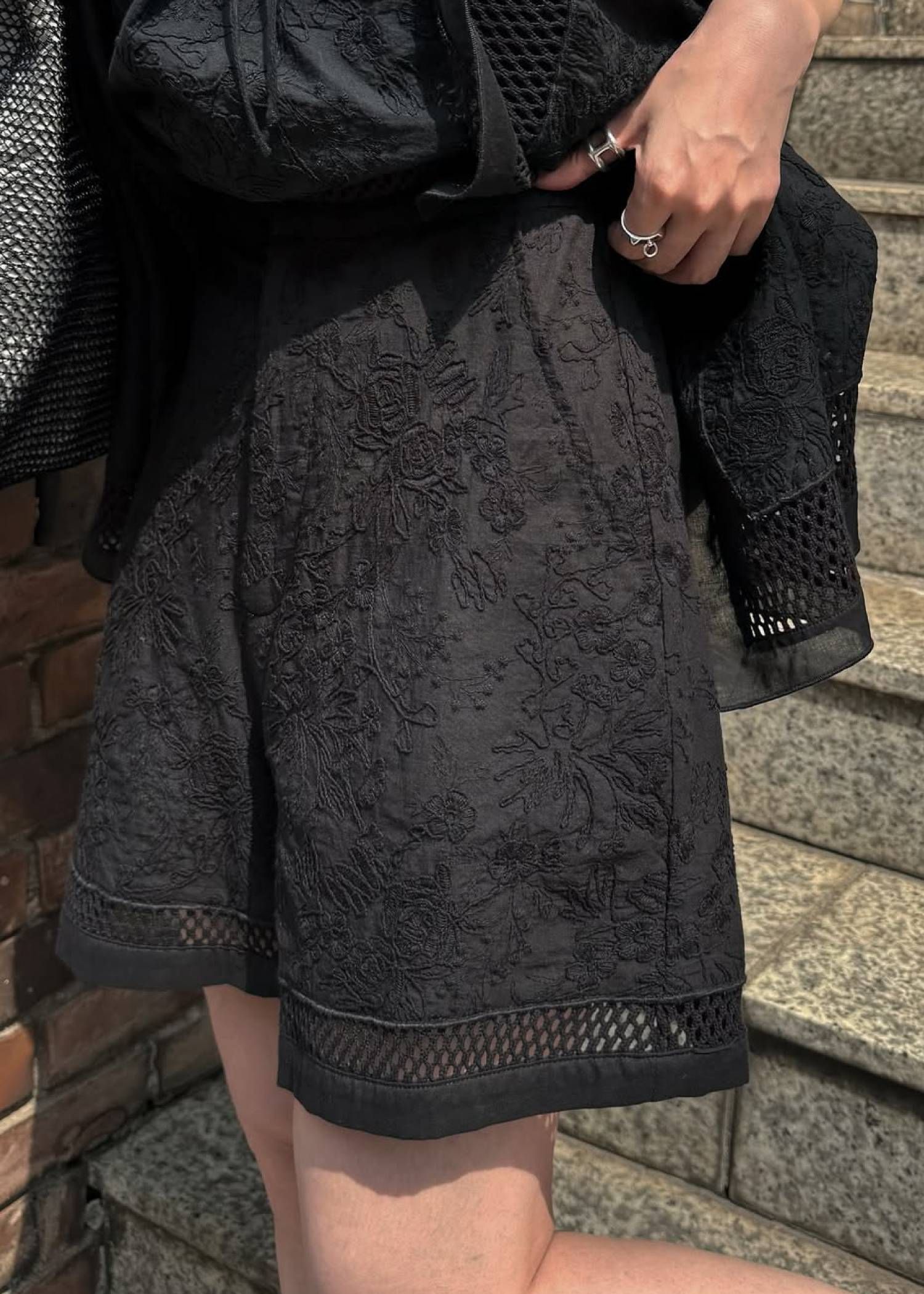 コットンレース ショートパンツ (ブラック) cotton lace trimming S/PT (Black) /  26SS