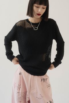 damage knit pullover / ダメージニットプルオーバー (ブラック) / 25SS