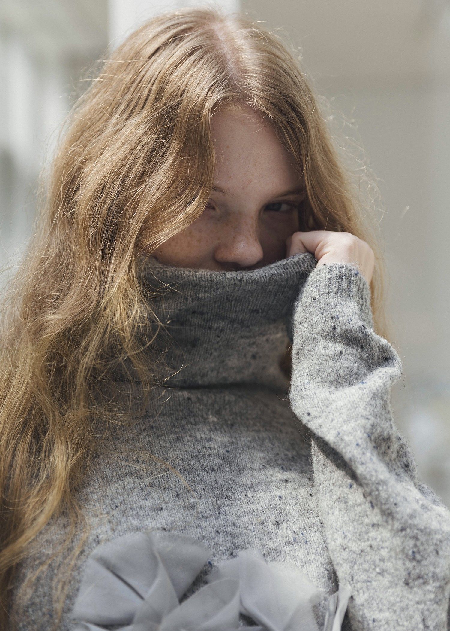 gradation frill bottleneck knit / グラデーション フリルニット (グレー) / 25AW