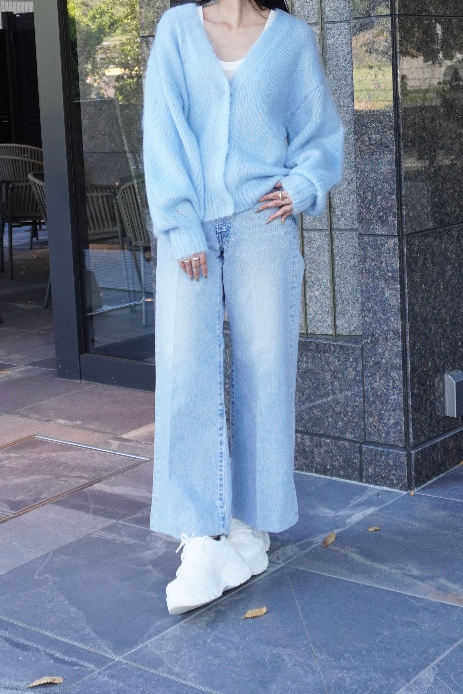 WIDE JEAN TROUSERS / デニムワイドパンツ (アッシュブリーチ) / レディース