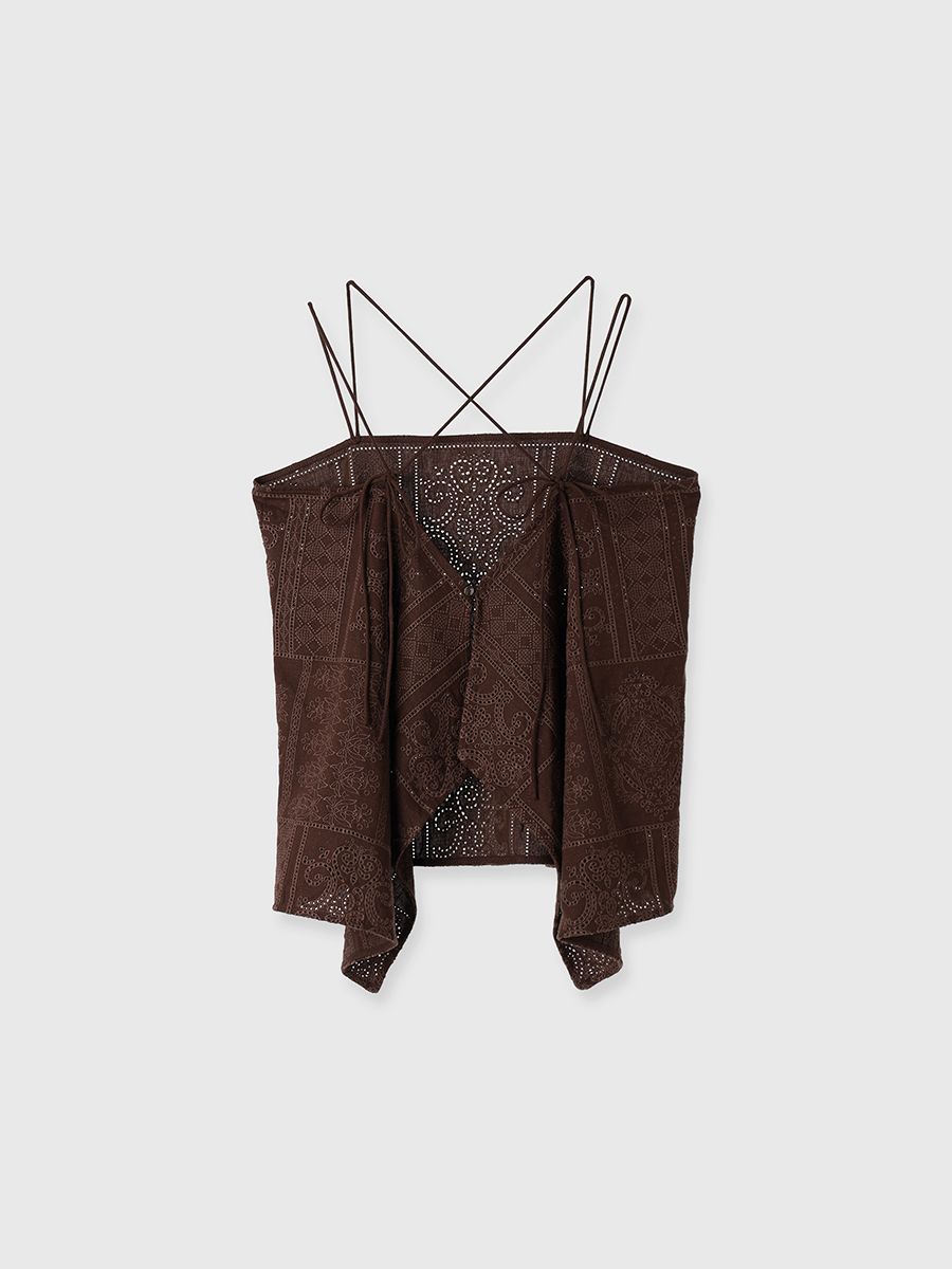 【25SS】CUTWORK LACE CAMI / カットワーク レースキャミソール (ブラウン)