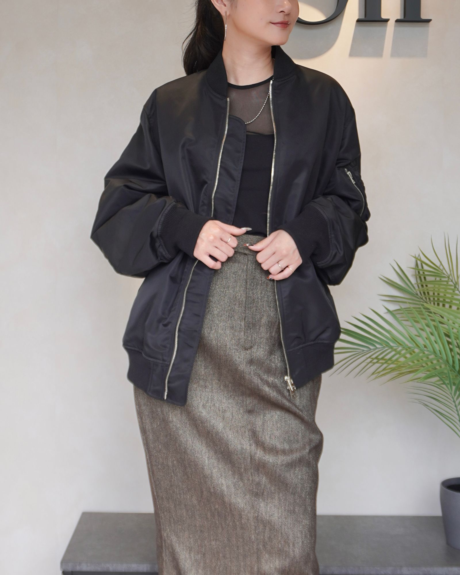 【25AW】MA-1 / リモンタナイロン フライトジャケット (ブラック)
