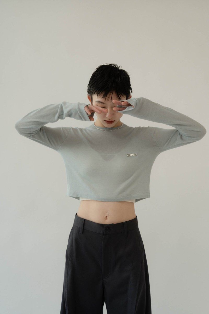 cropped sheer knit / クロップドシアーニット (ライトブルー) / 25SS