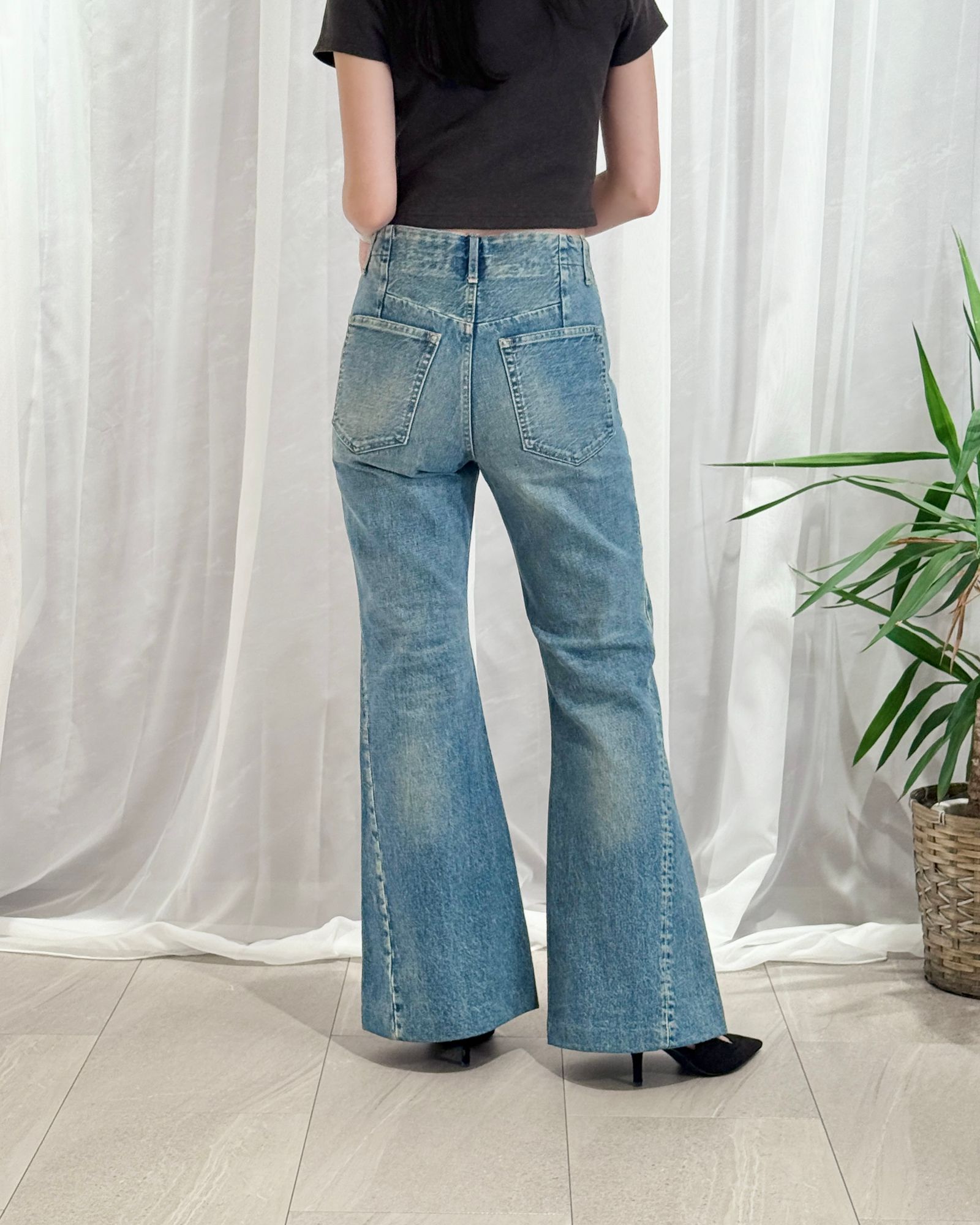 【25AW】FLARE JEAN TROUSERS / フレアジーンズ トラウザーズデニム (グリーンブルー) / レディース