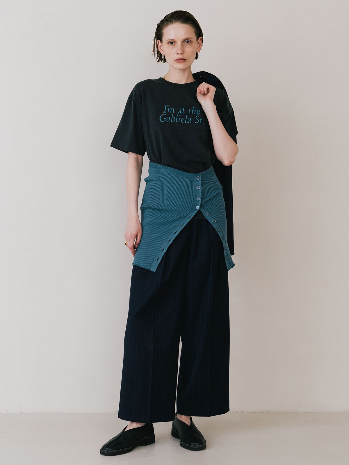 【25SS】RIB BUSTIER SET KNIT / リブ ビスチェセットニット (ブルー)