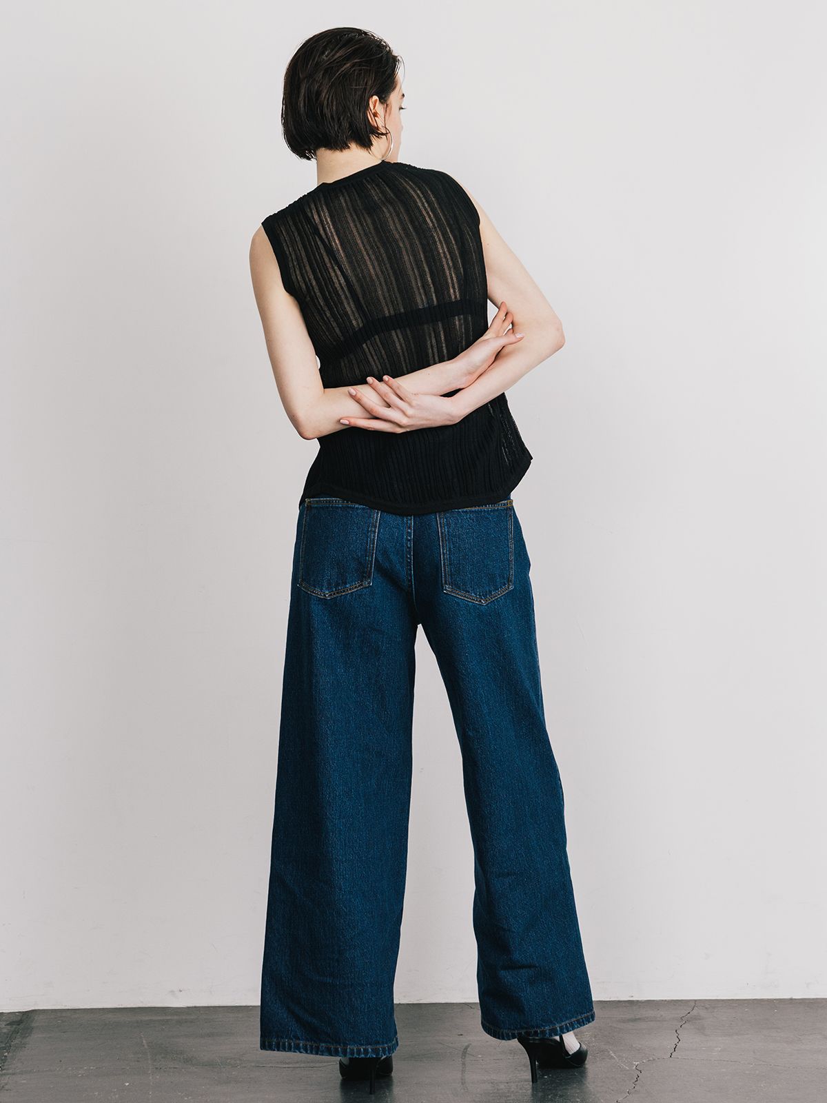 【25SS】EURO HOOK SHEER RIB TOP / シアーリブトップ (ブラック)