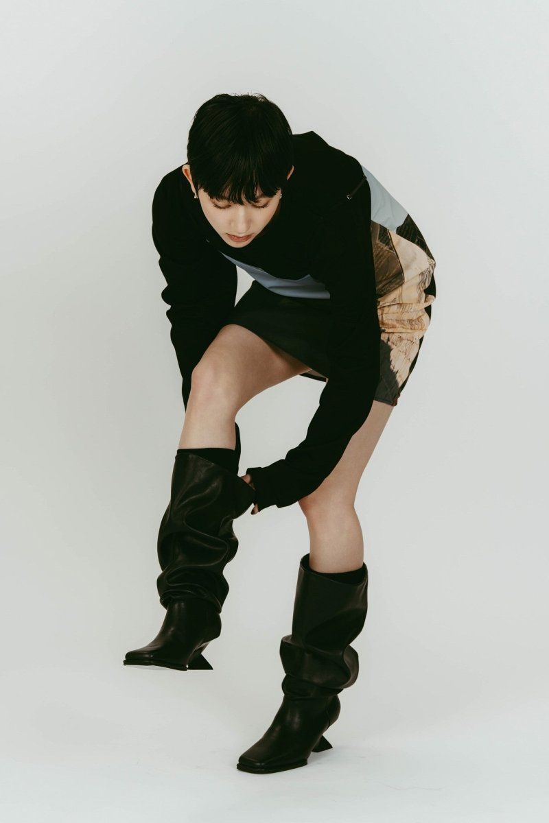 drape long boots (Black) / ドレープロングブーツ (ブラック) / 26SS