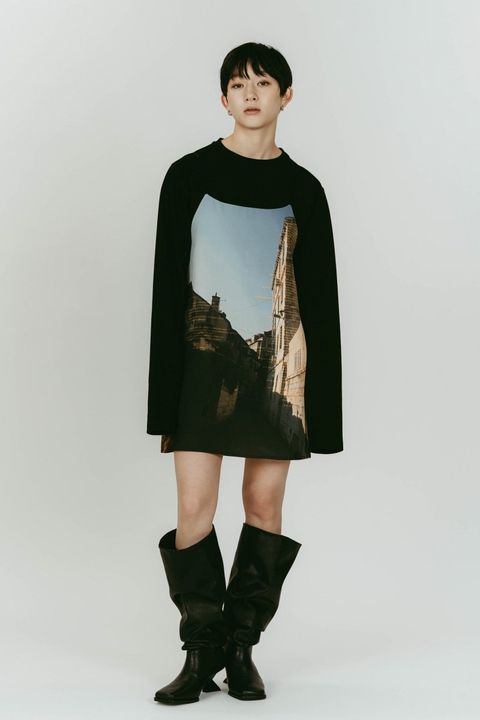 風景プリントミニワンピース (クロアチア) scenery print mini one piece (croatia) /  26SS