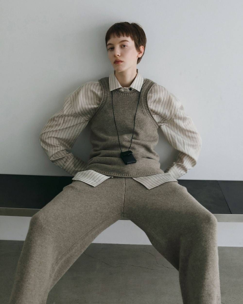 オープンカラーストライプシャツ (アイボリー) Opencollar Stripe Shirts (Ivory) / 26AW 【6月29日まで期間限定予約】