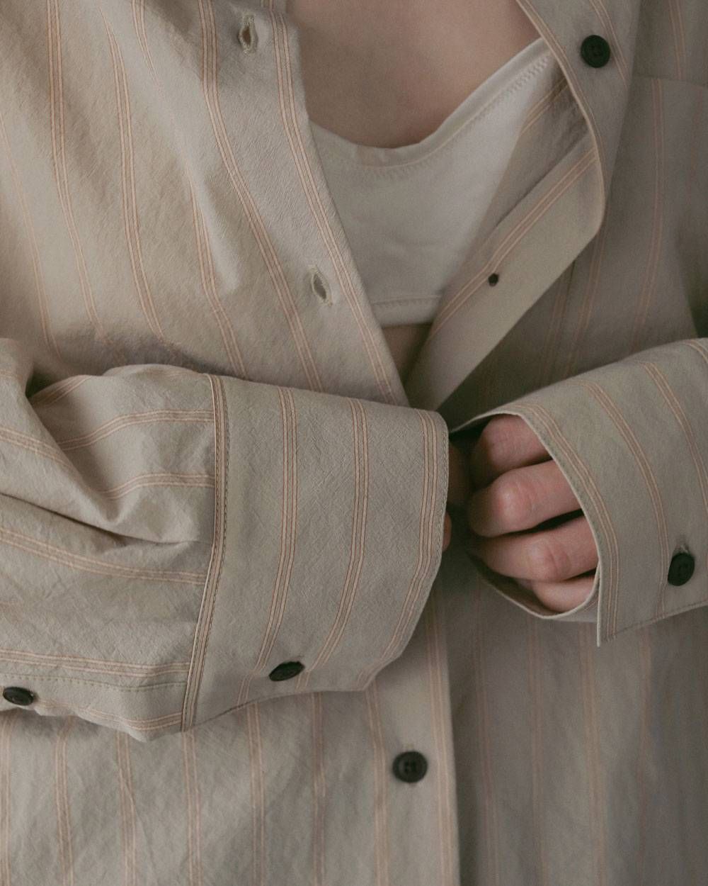 ドライストライプシャツ (ベージュ) Dry Stripe Shirts (Beige) / 27SS