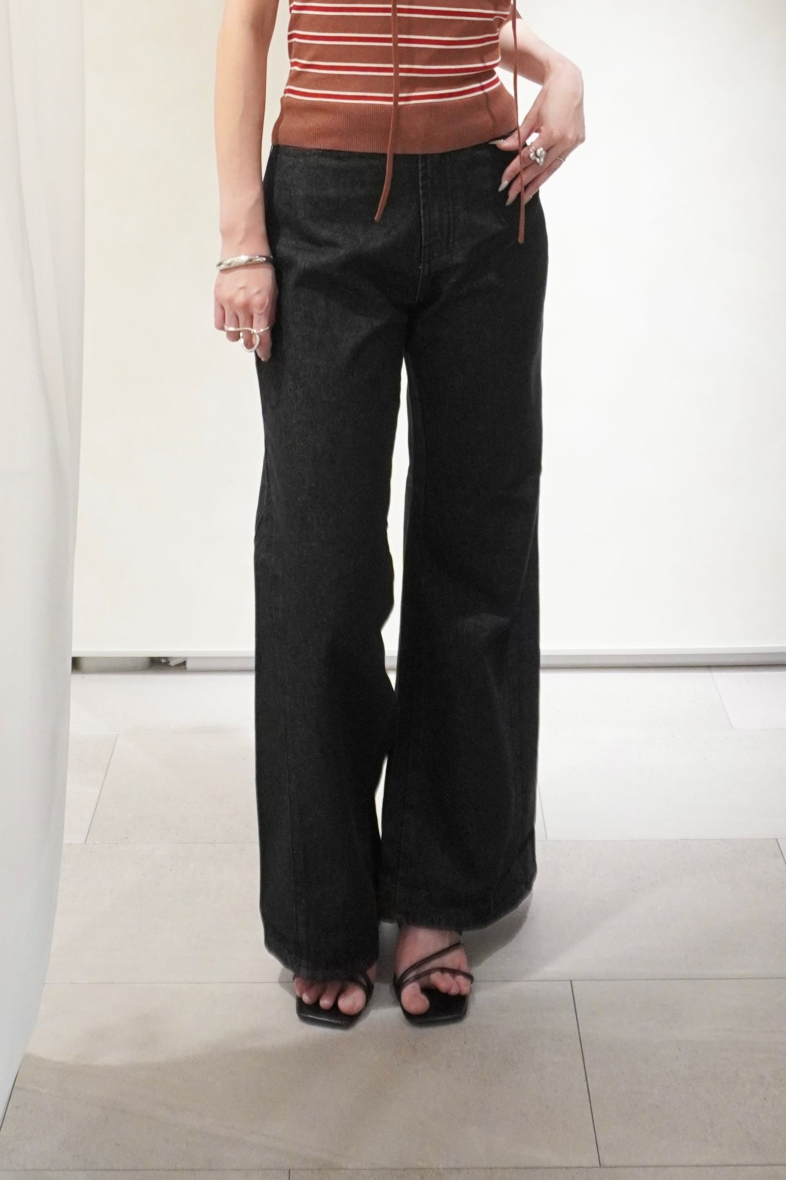 デニムバギーパンツ (ブラック) denim baggy pants(unisex)