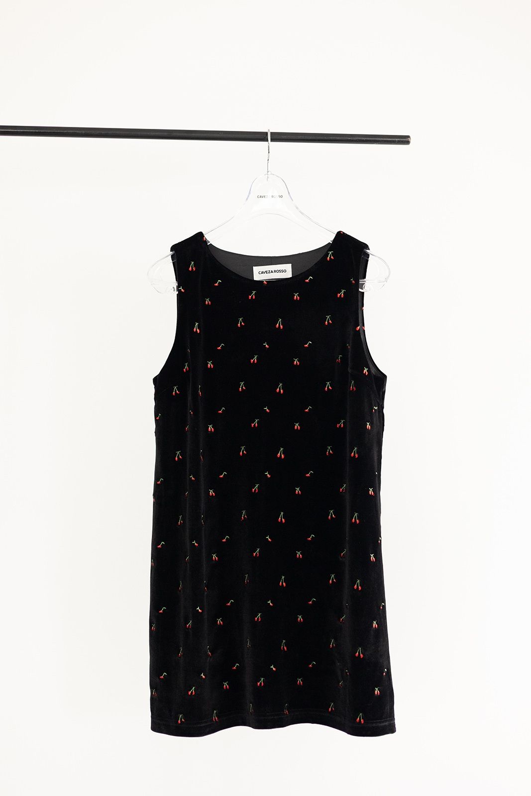 チェリーエンブロイダリーベロアチュニック (ブラック) Cherry Embroidered Velour Tunic (Black) /  26SS