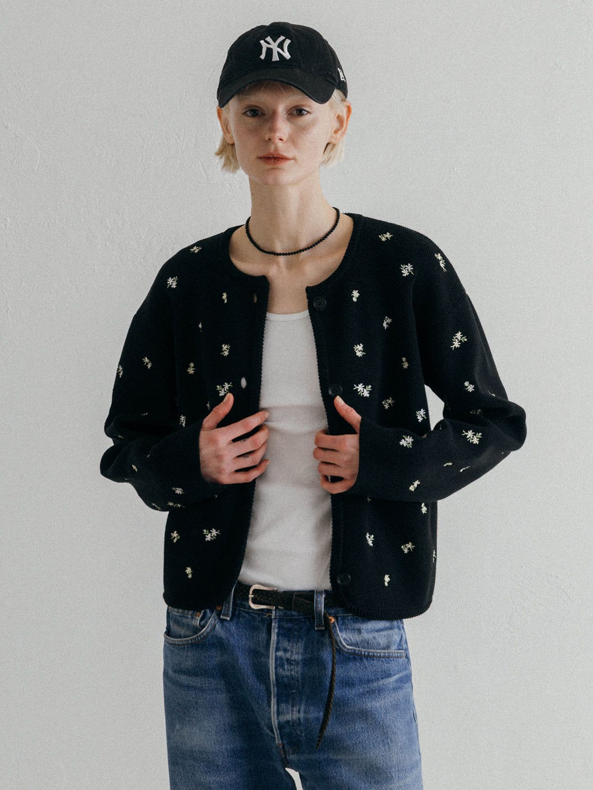 FLOWER EMBROIDERY CD (Black) / フラワーエンブロイダリー カーディガン (ブラック) / 26SS
