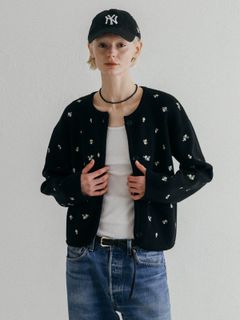 FLOWER EMBROIDERY CD (Black) / フラワーエンブロイダリー カーディガン (ブラック) / 26SS