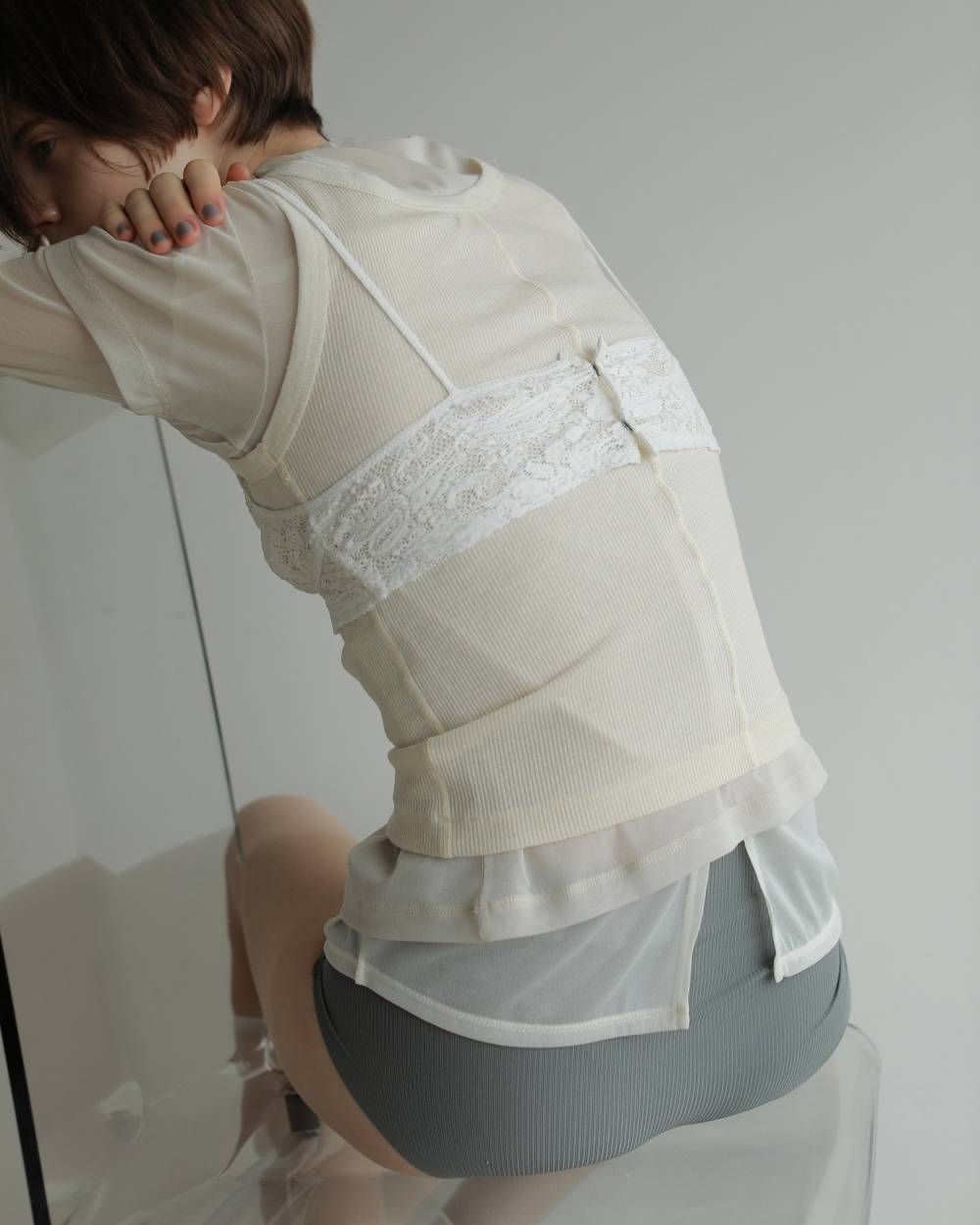 シアーチュールTシャツ (アイボリー) Sheer Tulle T-shirts (Ivory) / 27SS