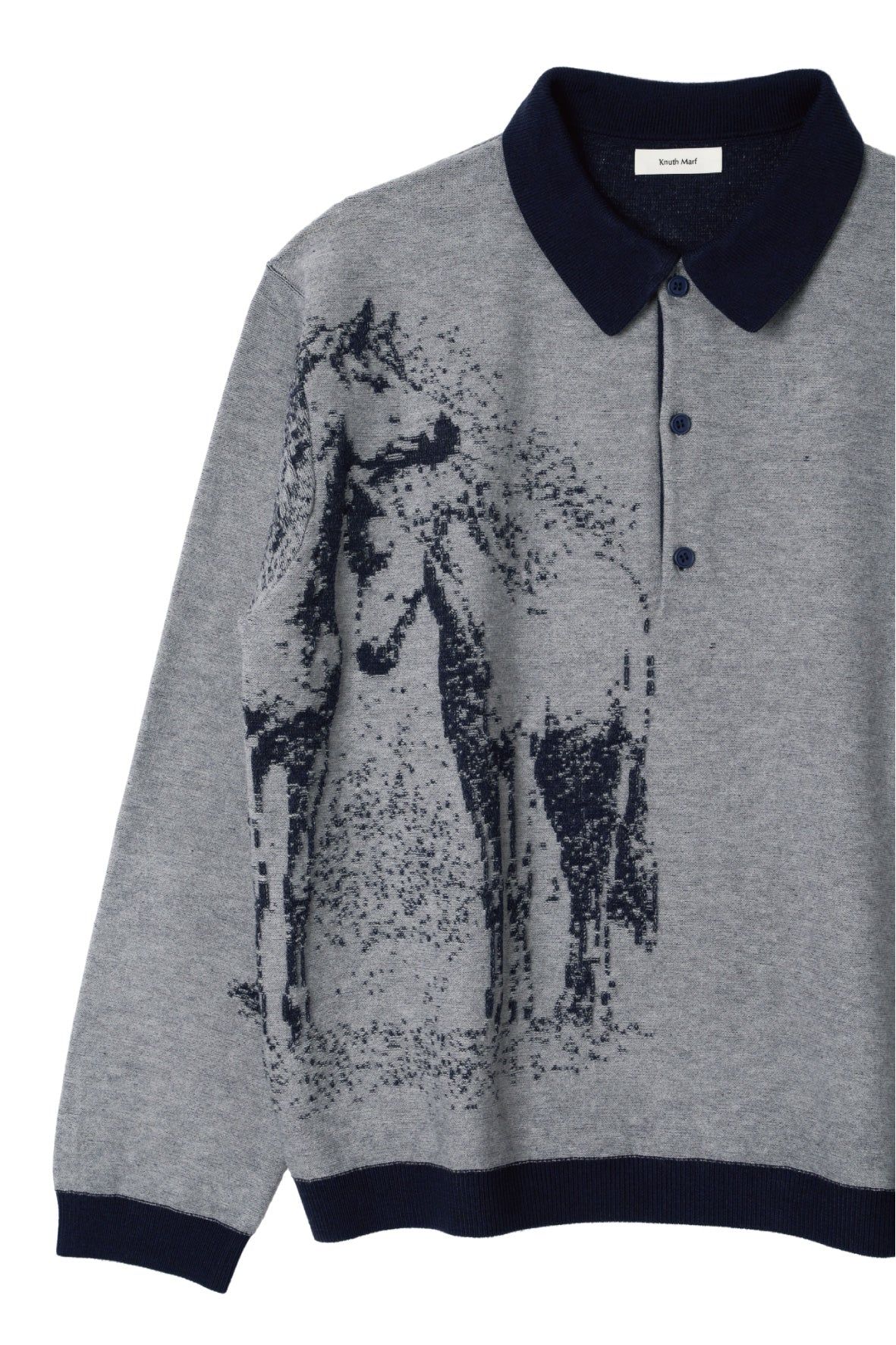リバーシブル ジャガードポロニット (ネイビー) reversible jacquard polo knit(unisex) (Navy) / 26AW