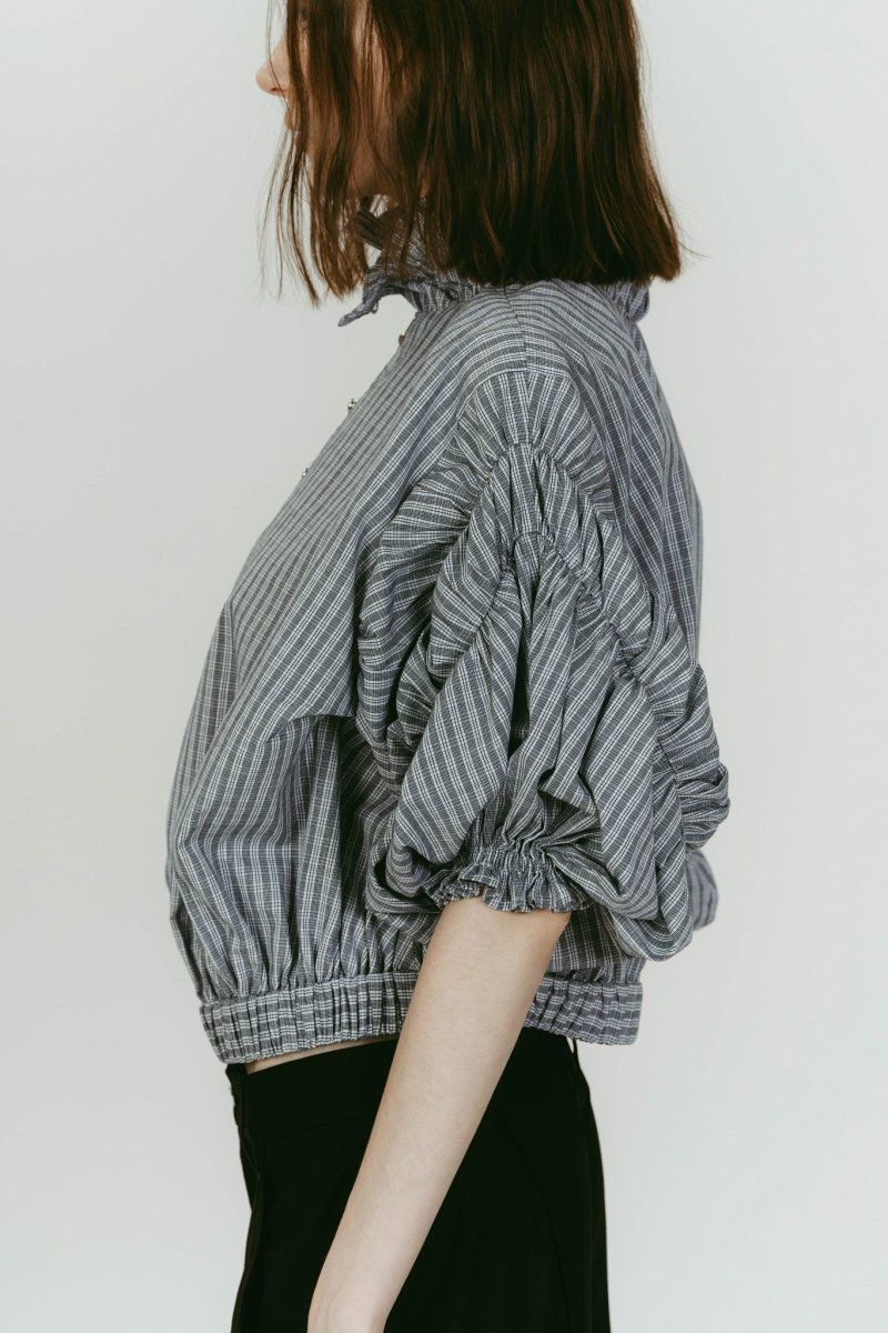 many way frill blouse (Check) / メニーウェイ フリルブラウス (チェック) / 26SS