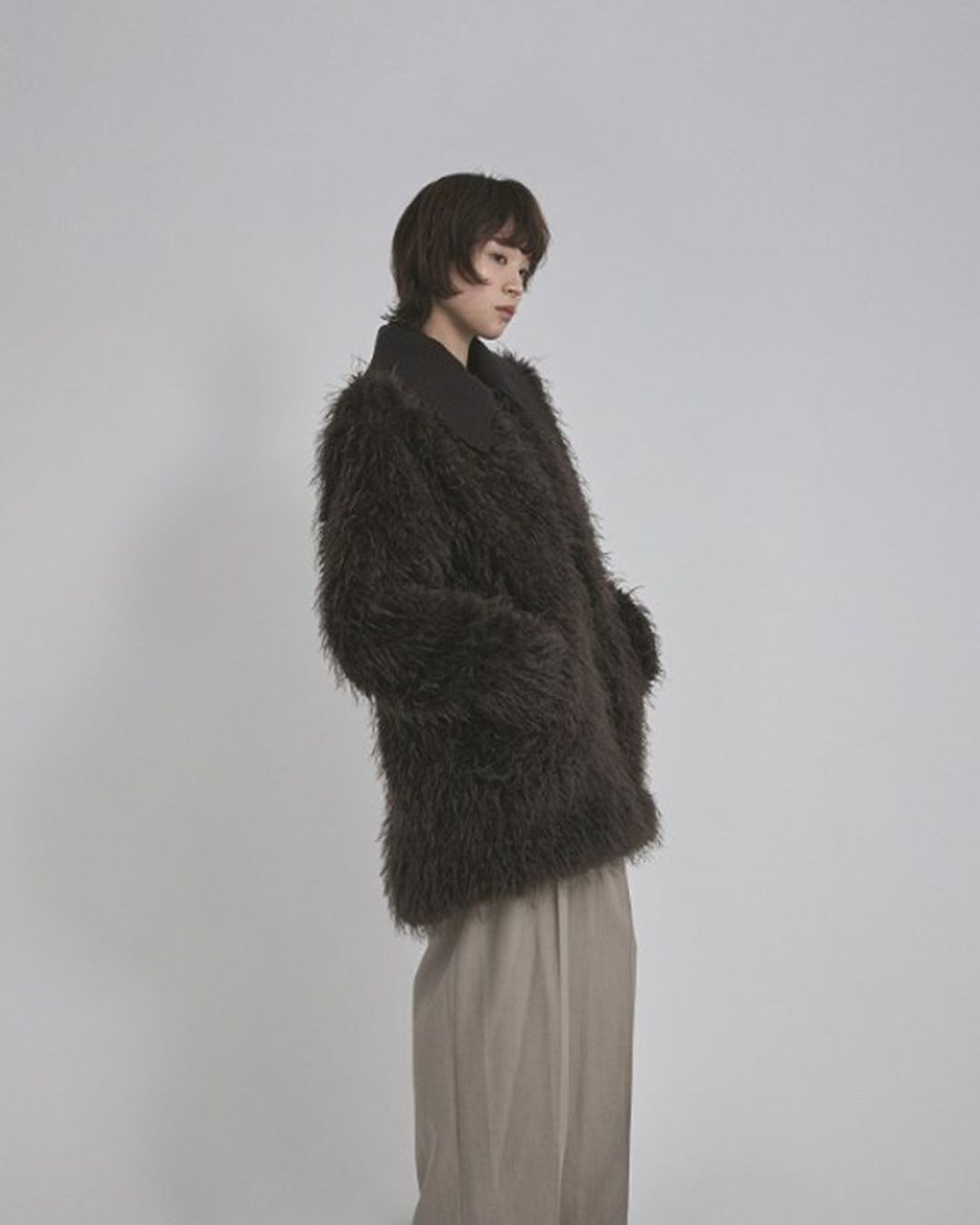 【先行予約】【26TH-06】モヘア調ファーカーディガン (ブラウン) Mohair Like Fur Cardigan (Brown) /  エコファー  /  フェイクファー 【受注期間6/14 23:59まで】