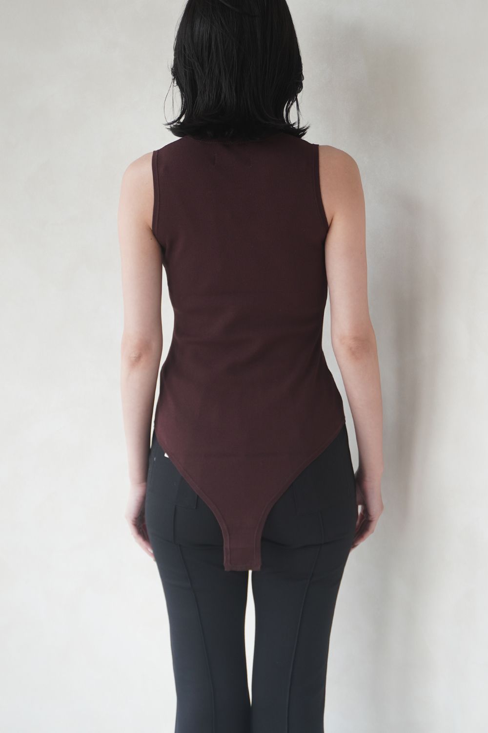 MOCKNECK KNIT BODYSUIT / モックネックニットボディスーツ (ブラウン)