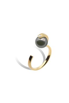 STRING BLACK-LIP PEARL RING / ストリング 黒蝶パール リング STERLING SILVER 925 (ゴールドベルメイユ)