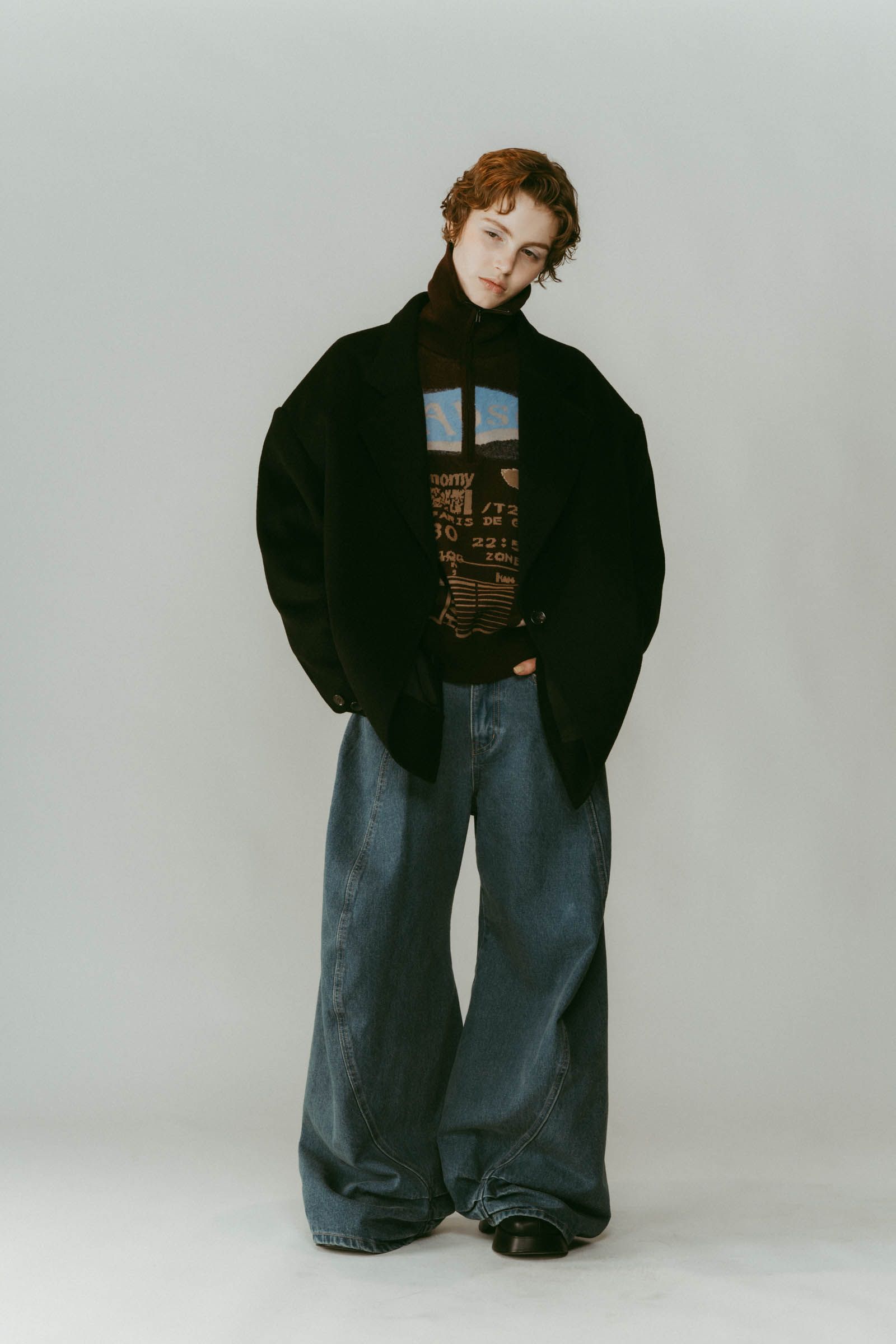 muffler overlay jacket(unisex) / マフラー オーバージャケット (ブラック) / 25AW