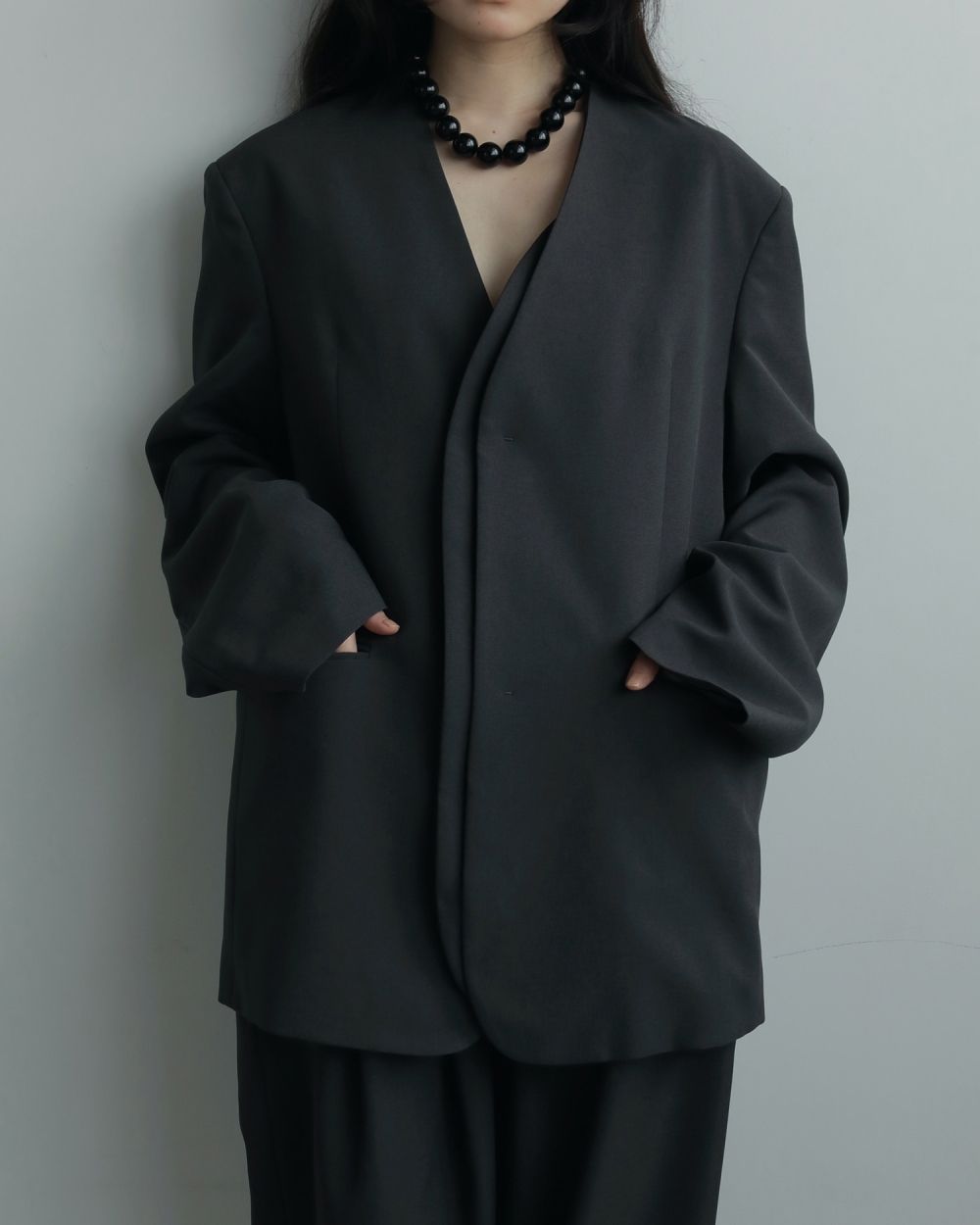 Collarless Over Jacket / カラーレスオーバージャケット (チャコールグレー)