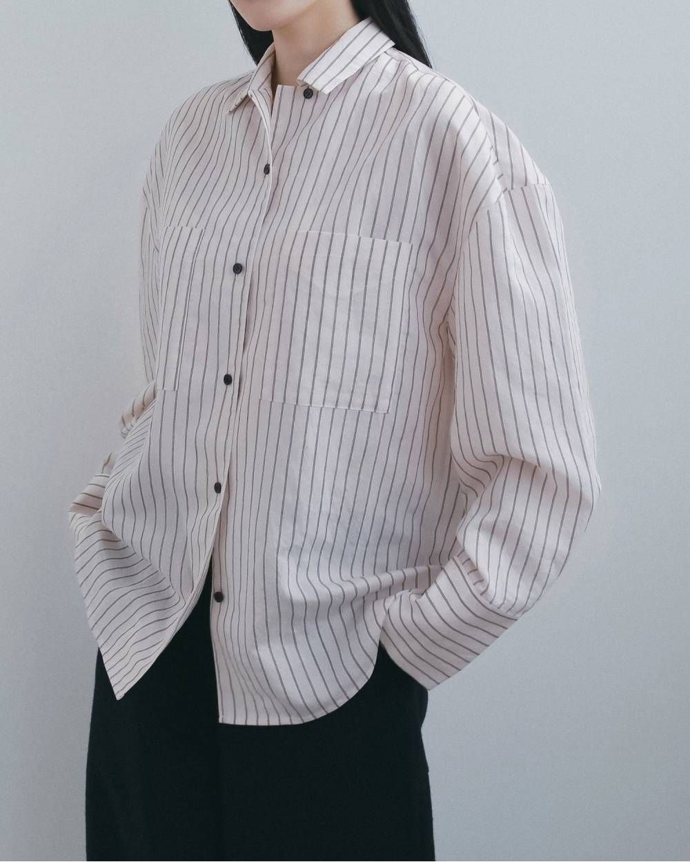 オープンカラーストライプシャツ (ピンク) Opencollar Stripe Shirts (Pink) / 26AW 【6月29日まで期間限定予約】