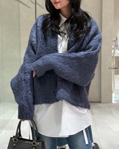 【25AW】Curl shaggy knit cardigan / カールシャギーニットカーディガン (ネイビー)
