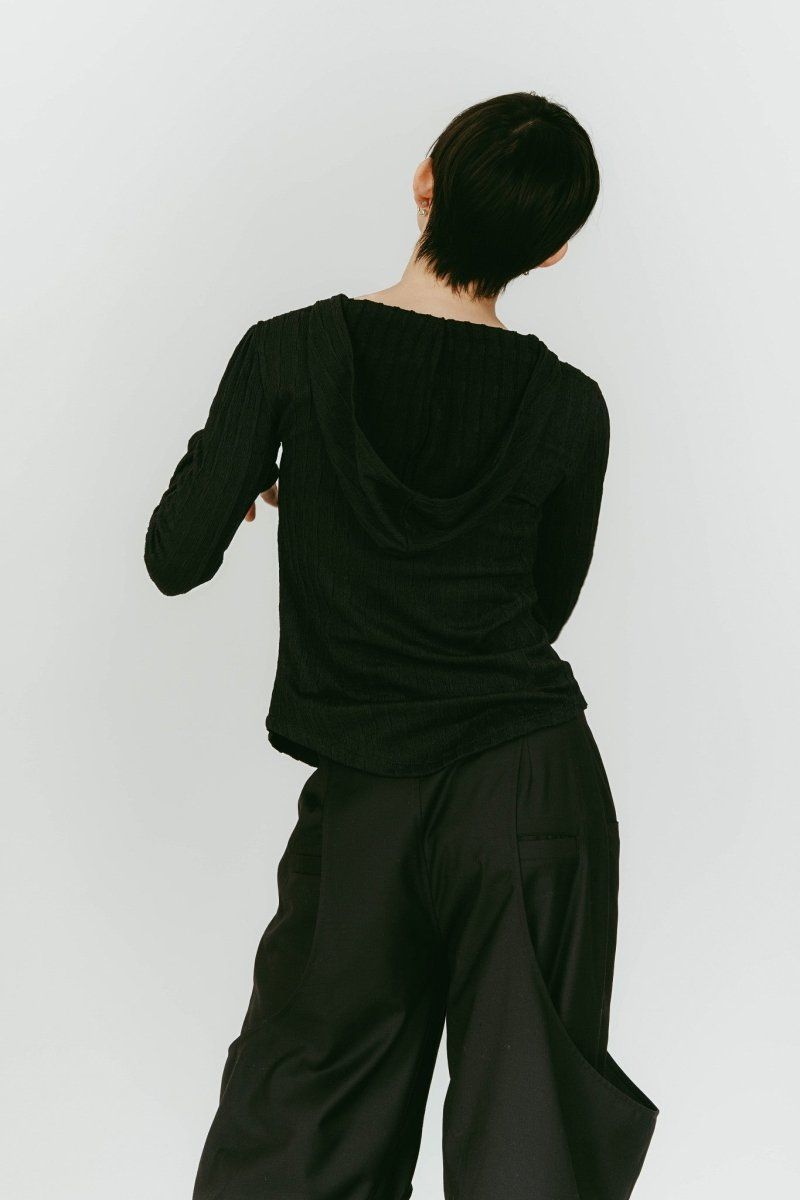 hooded jacquard top (Black) / ジャガード フーディトップス (ブラック) / 26SS