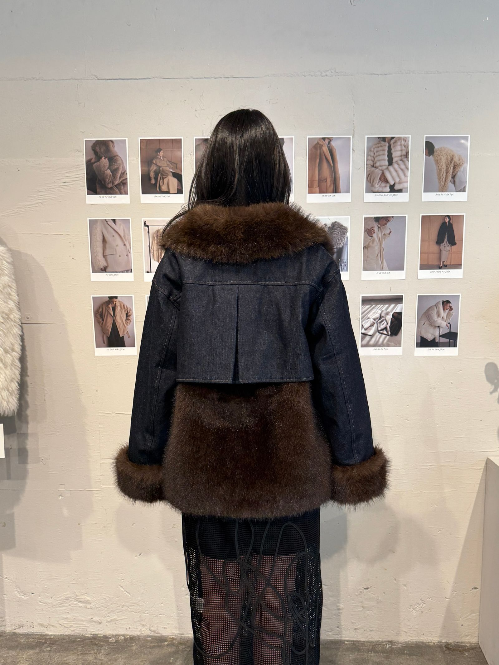 【25AW】Denim Docking Fur Jacket (ダークネイビー) / デニムドッキングファージャケット / エコファー / フェイクファー