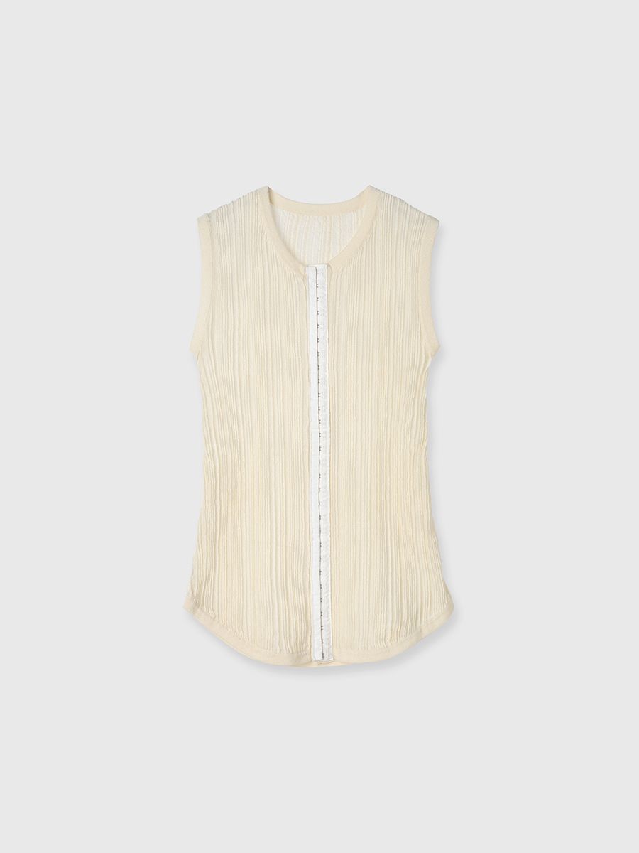 【25SS】EURO HOOK SHEER RIB TOP / シアーリブトップ (アイボリー)