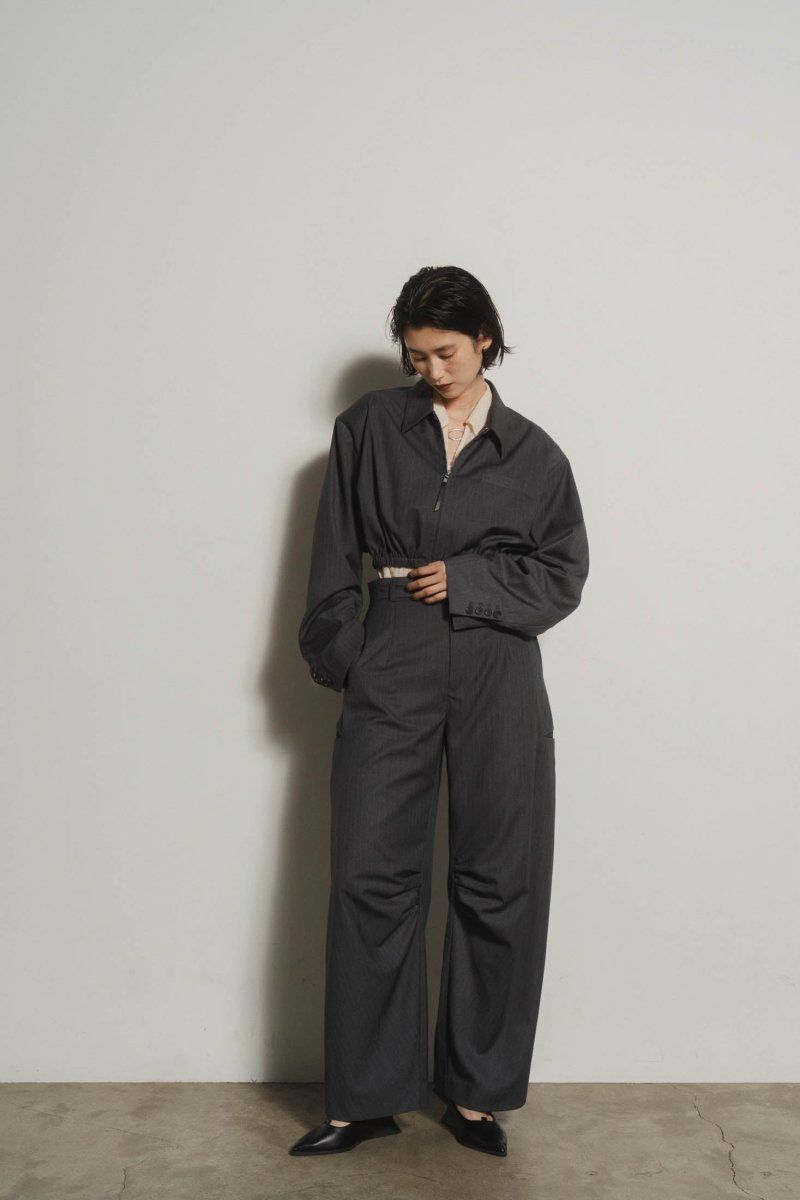 ストライプシャツブルゾン (グレー) stripe shirt blouson (Gray)