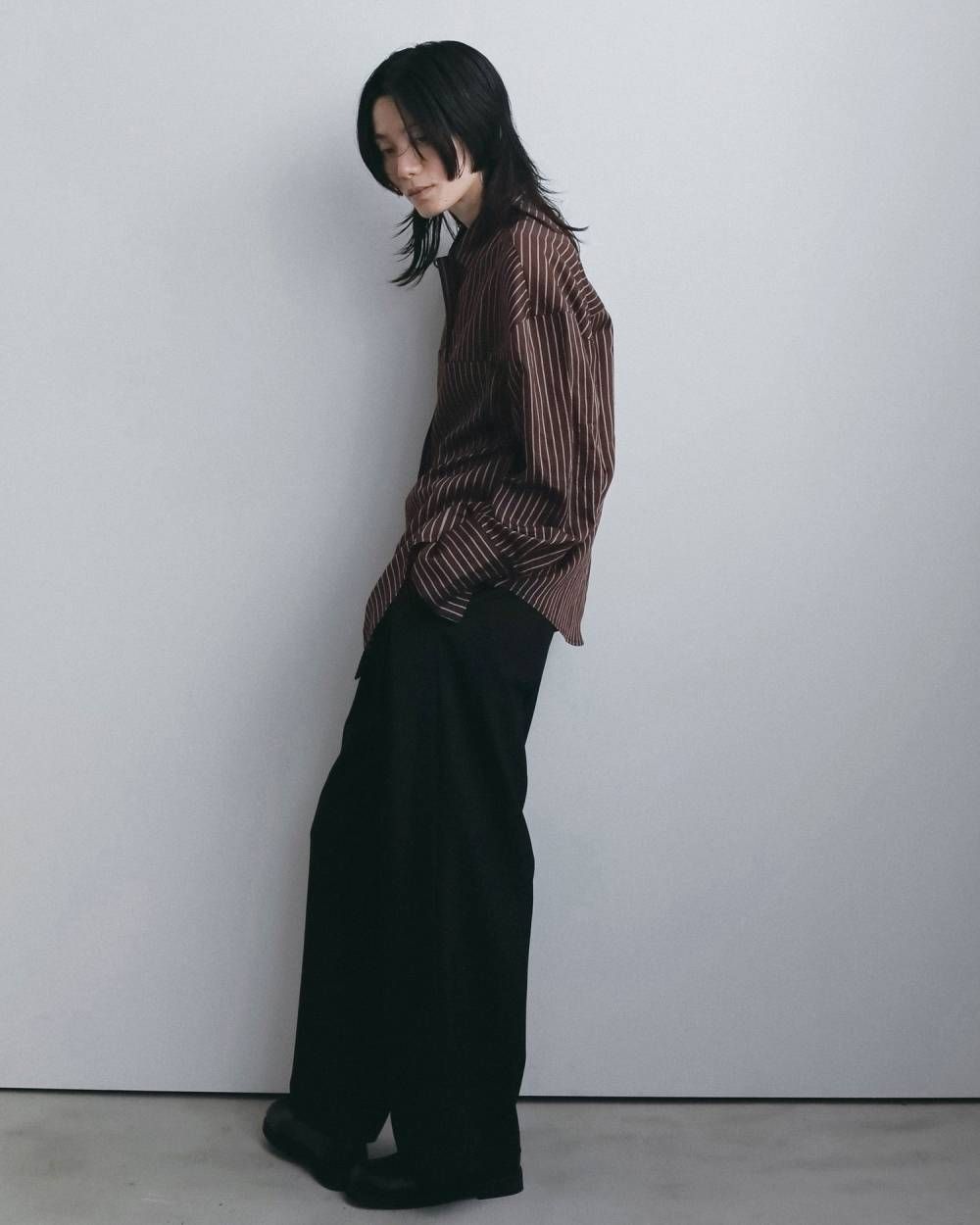 オープンカラーストライプシャツ (ブラウン) Opencollar Stripe Shirts (Brown) / 26AW 【6月29日まで期間限定予約】