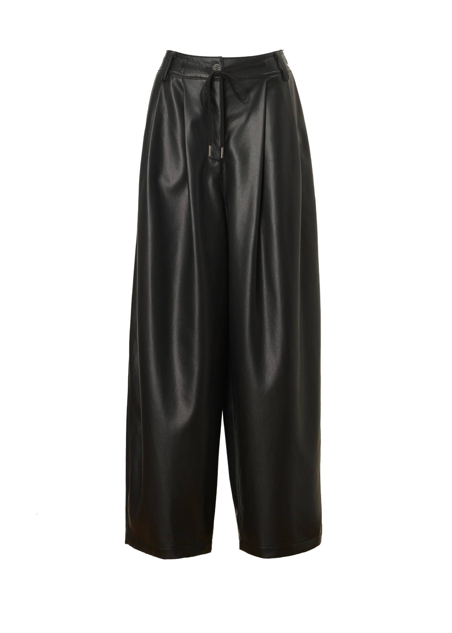シンセティックレザーパンツ (ブラック) soft synthetic leather relaxed tuck PT (Black) /  26AW