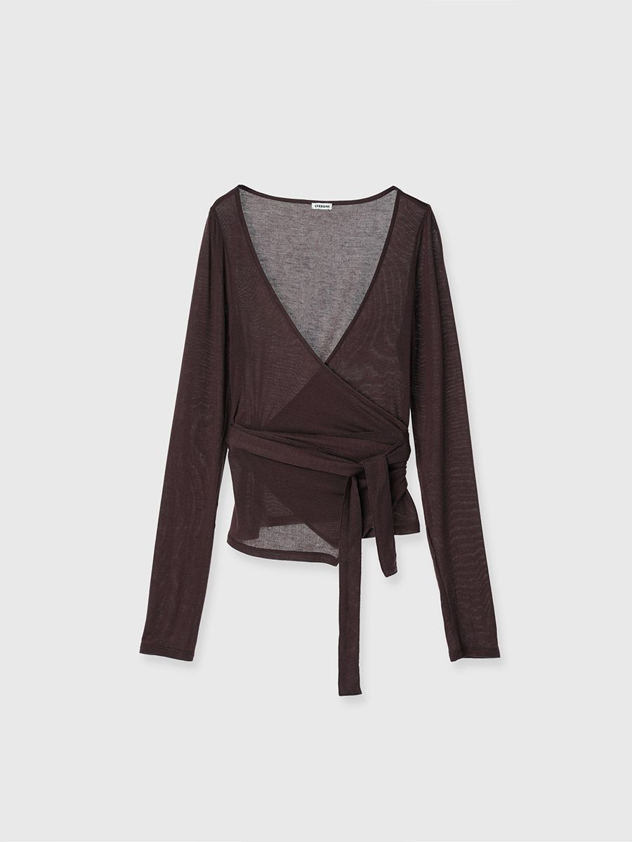 【25SS】SLK SHEER CACHECOEUR CAMI SET / シアー カシュクール セットトップス (バーガンディー)