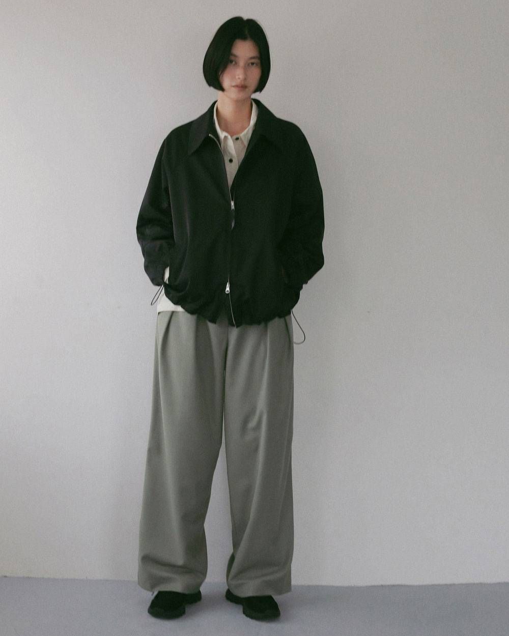 ツイル タックワイドパンツ (オリーブ) Twill Tuck Widepants (Olive) / 27SS