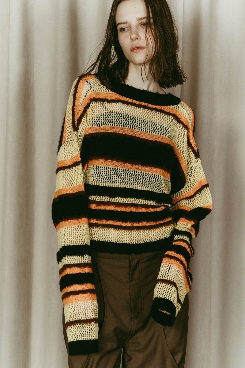 double-faced border knit / ダブルフェイス ボーダーニット (Yellow) / 26SS