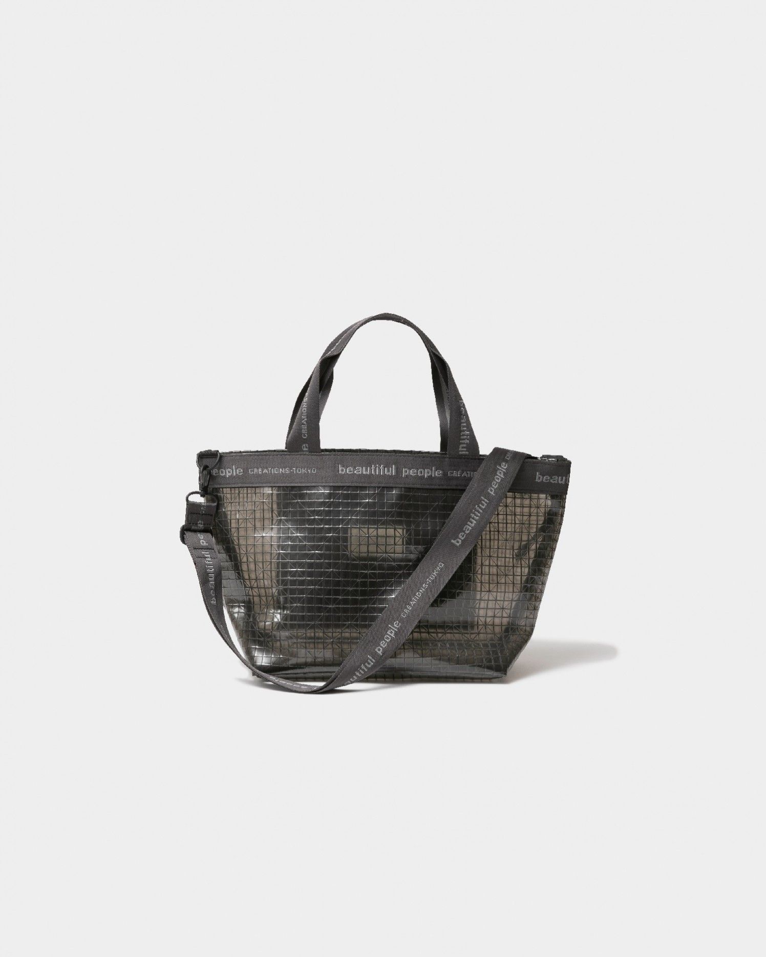 plaid vinyl logo tape bag M / ロゴテープバッグ M (ブラック)