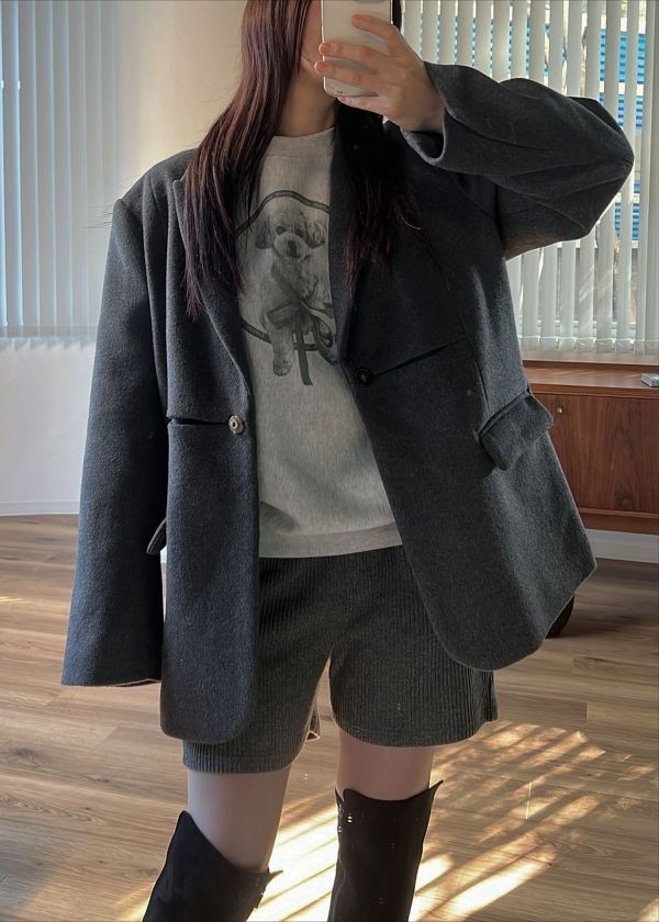 pocket piece name brushed rib S/PT / ブラッシュドリブショートパンツ (チャコール) / 25AW /