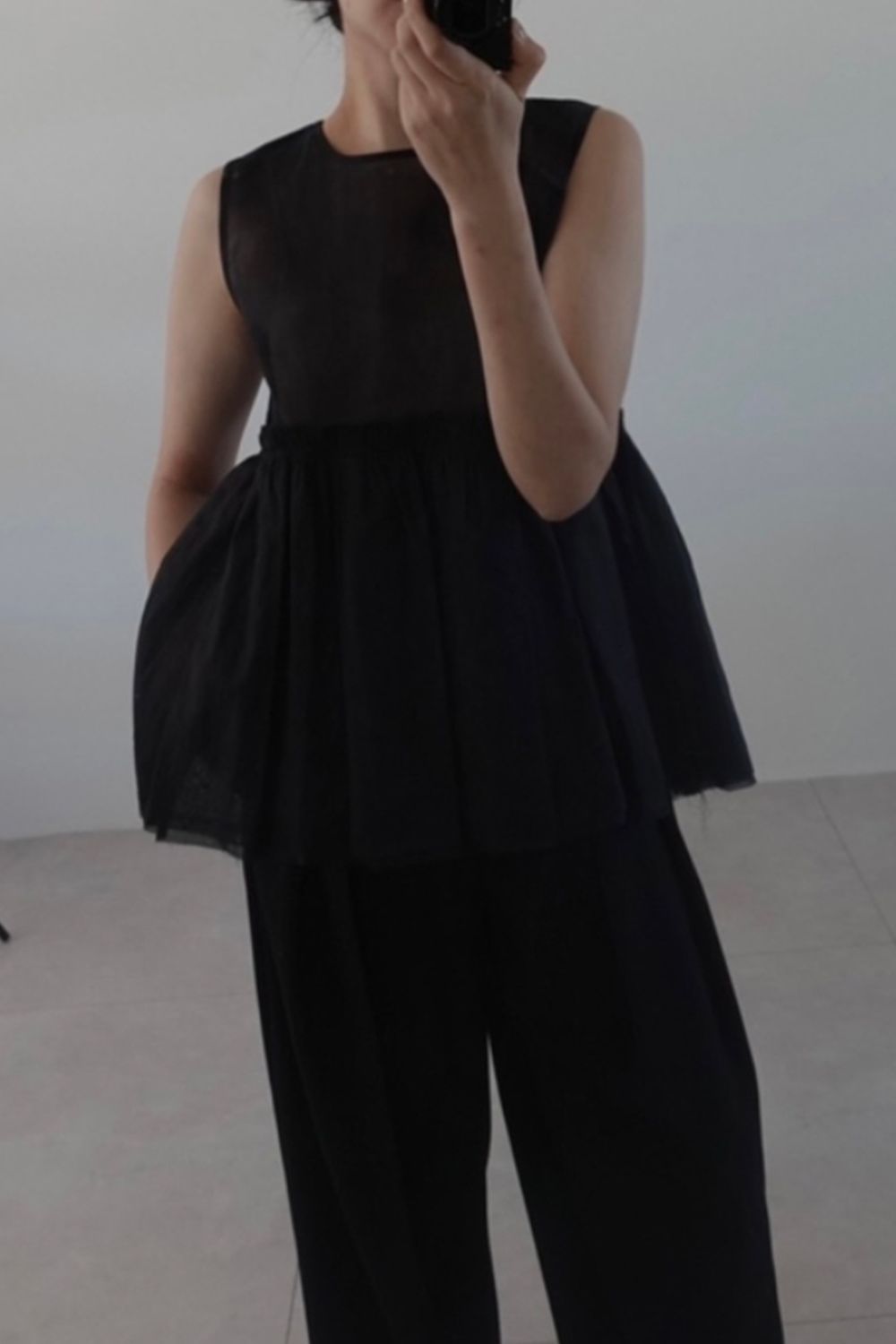 TODAYFUL - 【新品タグ付】anuke (アンヌーク) シアーペプラムトップス 黒 トップス ànuke online store（アンヌーク） / Sheer Peplum TopsSheer