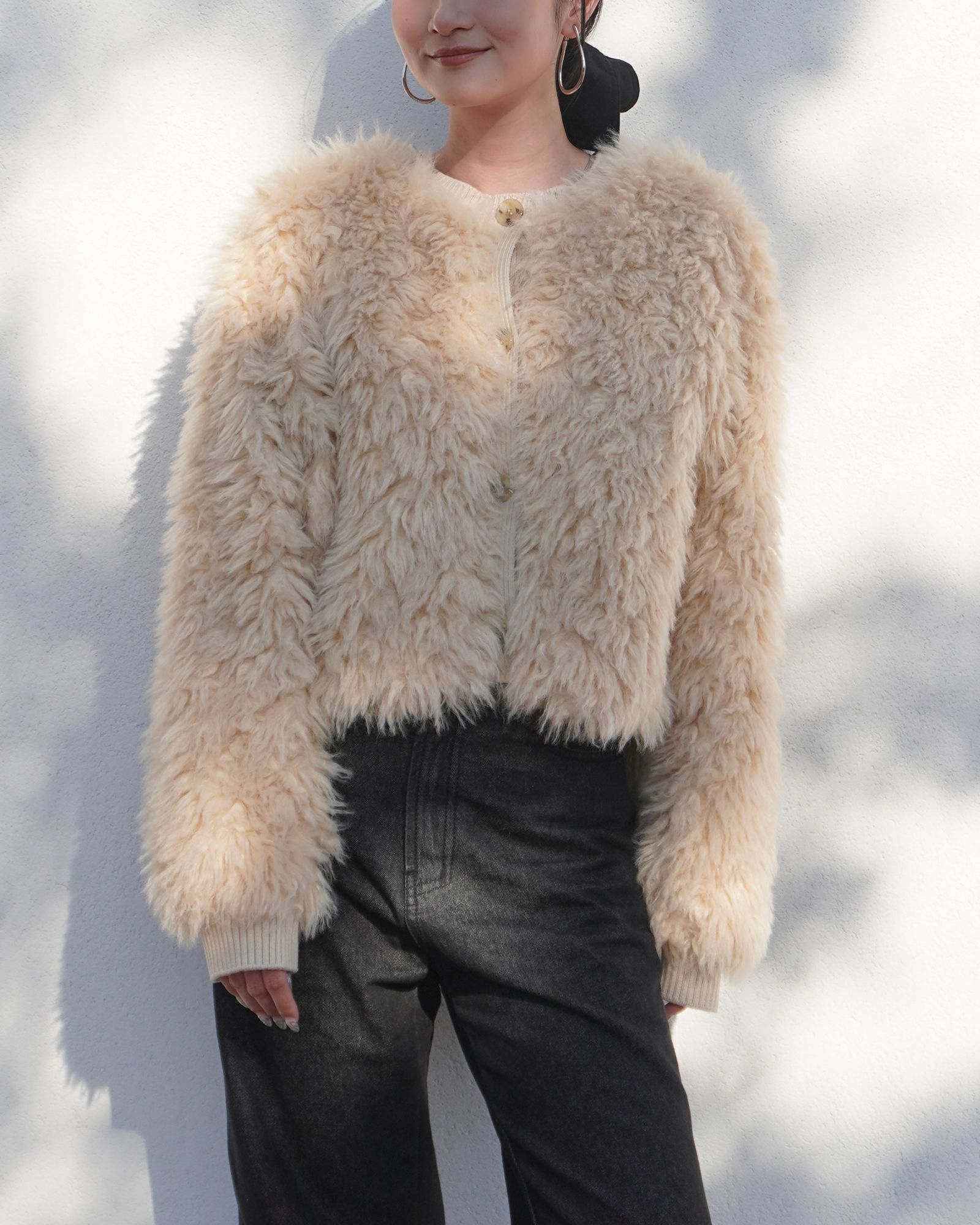 THINK FUR - 【25AW】2Way Fur×Knit Tops (クリーム) / 2ウェイ