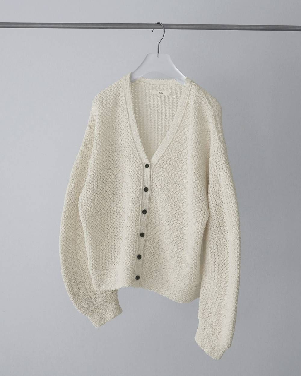 クロシェニットカーディガン (アイボリー) Crochet Knit Cardigan (Ivory) / 26SS