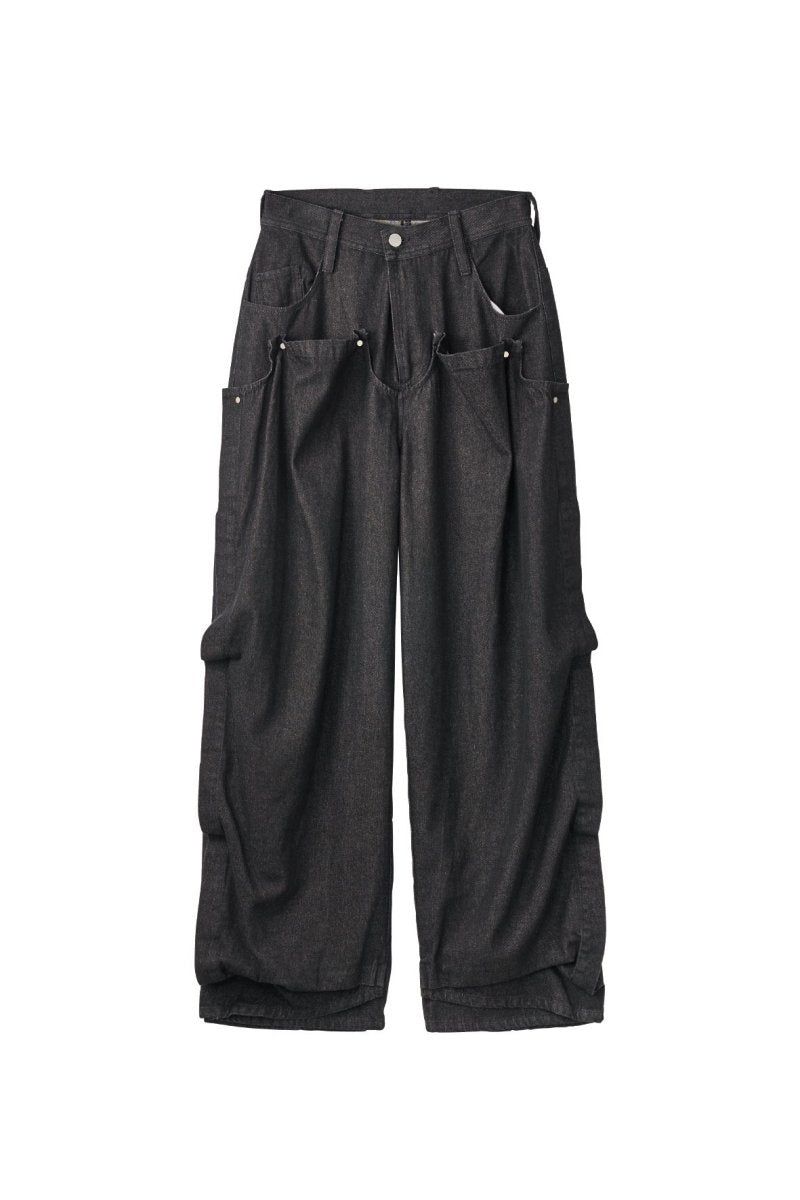 cling drape denim pants(unisex) (Black) / ドレープデニムパンツ (ブラック) / 26SS